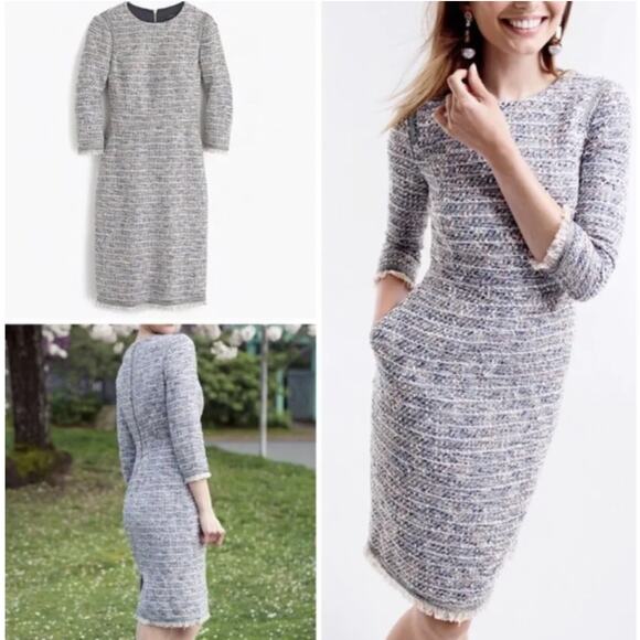 J. Crew Dresses & Skirts - J.Crew Multicolor Tweed Fringe Dress E7633
